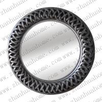 Polyurethane frame antique silver round mirror decor